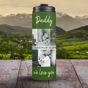 Vader met kinderen en familie papa fotocollage thermosbeker
