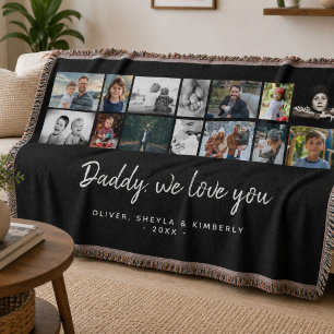 Vader met kinderen Familie Papa 14 Foto Collage  Deken