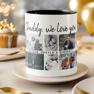 Vader met kinderen Familie Papa 14 Foto Collage  Tweekleurige Koffiemok