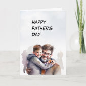 Vader met knuffel van jonge Son Vaderdag-kaart Bedankkaart (Voorkant)