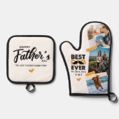 Vader Moderne Vaderdag Fotocollage Beste vader ooi Ovenwant & Pannenlap Set (Voorkant)