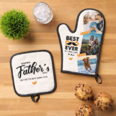 Vader Moderne Vaderdag Fotocollage Beste vader ooi Ovenwant & Pannenlap Set (Top down)