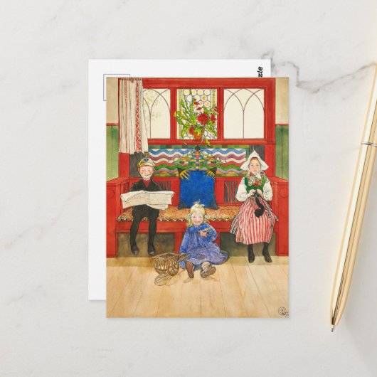Vader, moeder en kind door Carl Larsson Briefkaart (Voorkant / Achterkant in situ)