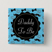 Vader om Blue Mustache Bowtie Baby shower Button t (Voorkant)