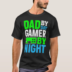 Vader-op-dag gamer bij nacht grappige gamingvideo t-shirt