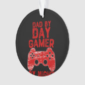Vader-op-dag gamer bij nacht - videogames ornament (voorkant)