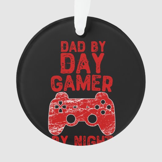 Vader-op-dag gamer bij nacht - videogames ornament (voorkant)