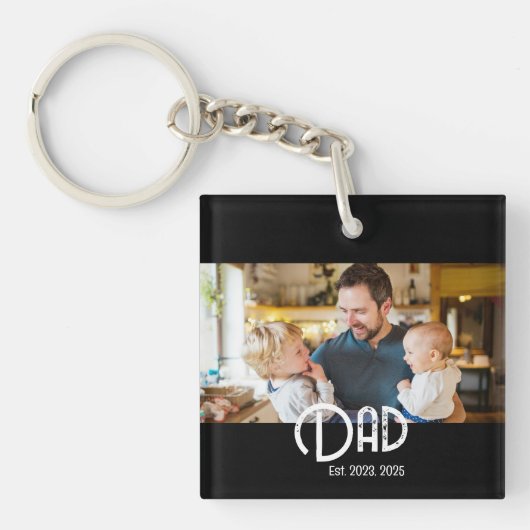 Vader Opgericht Foto Zwart Wit Grunge Sleutelhanger (Voorkant)