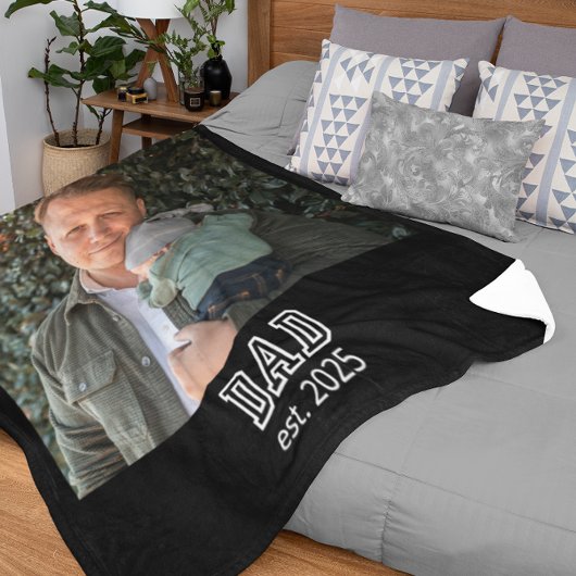 Vader Oprichtte Aangepast Jaar Foto Vader Aandenke Fleece Deken