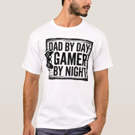 Vader Overdag Gamer 's Nachts T-Shirt - Grappige G