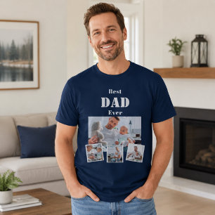 Vader papa beste fotocollage blauw t-shirt
