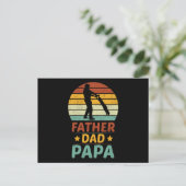 Vader, papa en papa zonsondergang briefkaart (Staand voorkant)