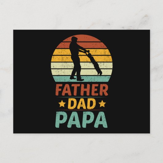 Vader, papa en papa zonsondergang briefkaart (Voorkant)