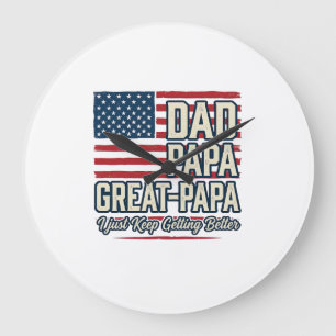 Vader Papa Opa Patriottisch Vintage Familie T-shir Grote Klok