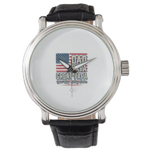 Vader Papa Opa Patriottisch Vintage Familie T-shir Horloge