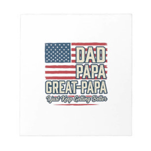Vader Papa Opa Patriottisch Vintage Familie T-shir Notitieblok