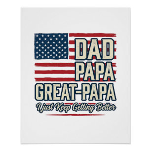 Vader Papa Opa Patriottisch Vintage Familie T-shir Perfect Poster