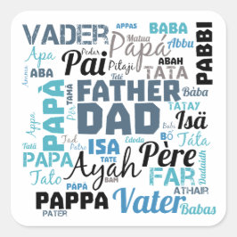 Vader Papa Typografie Woordwolk Vierkante Sticker