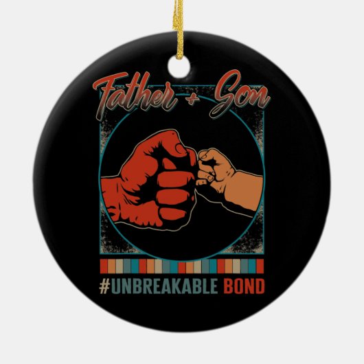 Vader Plus Zoon Onbreekbare Bond Vaderdag Keramisch Ornament (Achterkant)