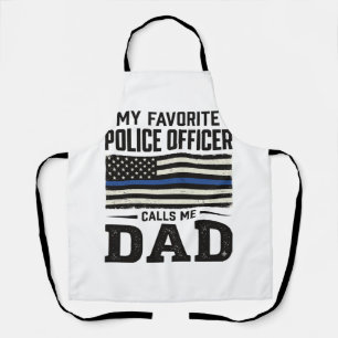 Vader Politieagent Vintage Vlag Shirt Ontwerp_1 Schort
