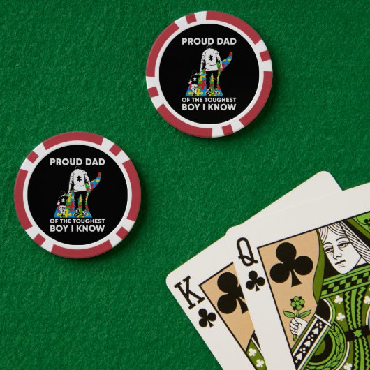 Vader puzzel Autisme bewustzijnscadeau voor verjaa Poker Chips (Pokertafel (Dubbel))
