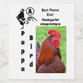 Vader Rooster Best Pappa Ever Foto Name Wijn Etiket (Enkel label)