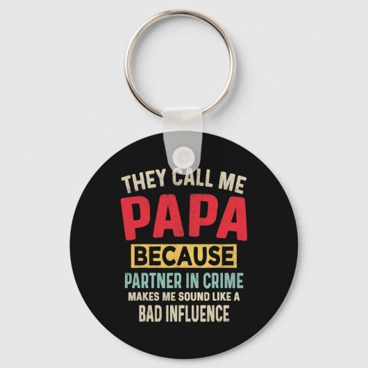Vader &#; s Day Papa Partner in Misdaad Grappige V Sleutelhanger (Voorkant)