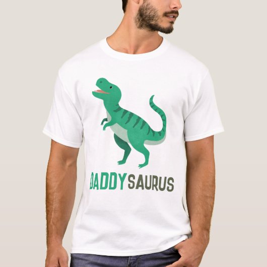 Vader Schattigee groene dinosaurus T-Rex vaders T-shirt (Voorkant)