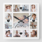 Vader Script Family Memory Photo Grid Collage Vierkante Klok (Voorkant)