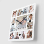 Vader Script Family Memory Photo Grid Collage Vierkante Klok (Hoek)