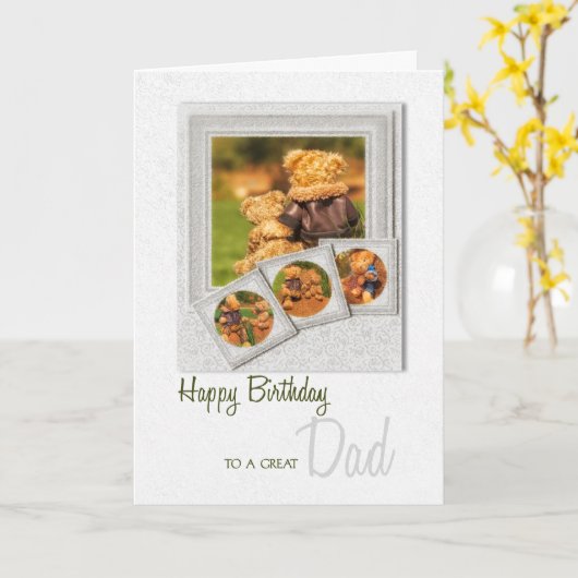 Vader Sentimental Teddy Bear Theme Birthday Kaart (Gele Bloem)