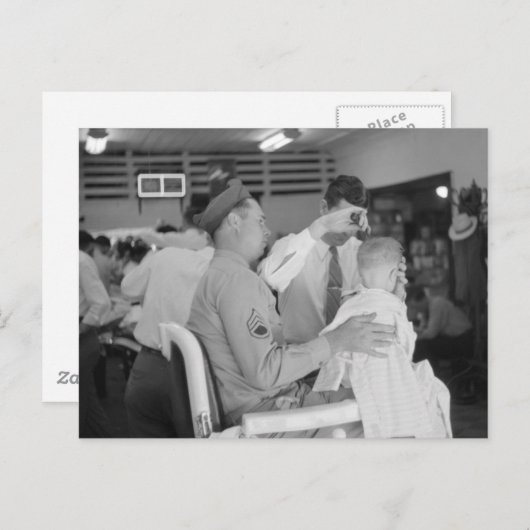 Vader Son Barber Experience 1940 Briefkaart (Voorkant / Achterkant)