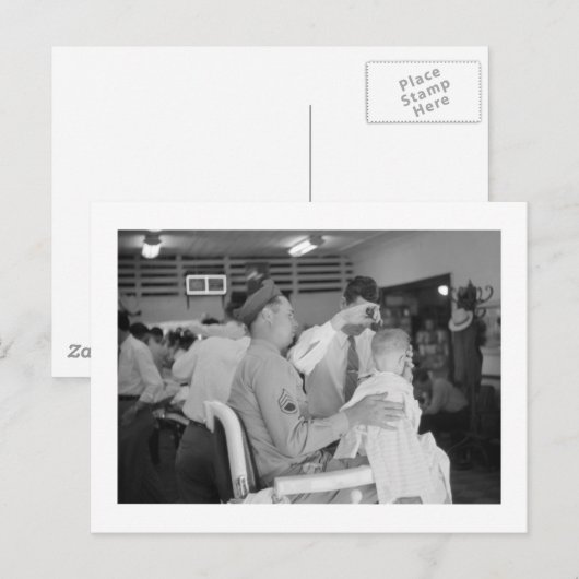 Vader Son Barber Experience 1940 Briefkaart (Voorkant / Achterkant)