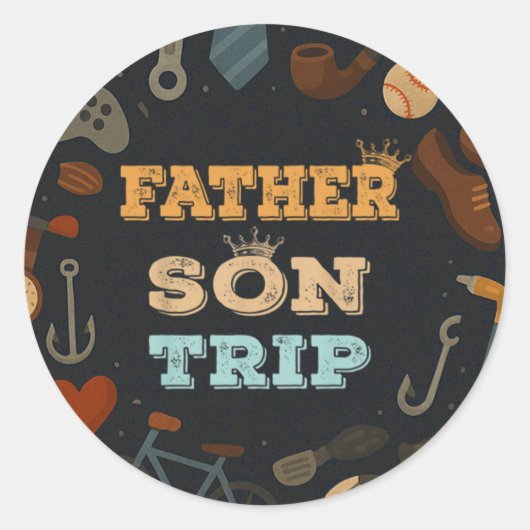 Vader Son Trip Vaders Day Gift Camping Familie Ronde Sticker (Voorkant)