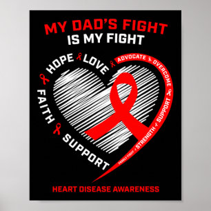 Vader Steun Mijn Vader Draag Rode Hart Ziekte Awar Poster