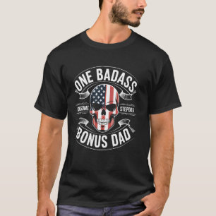 Vader Stiefvader Amerikaanse Vlag Schedel Cadeau T-shirt