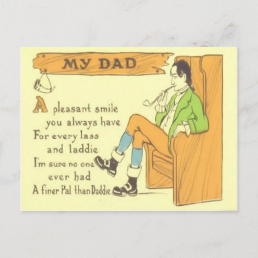 Vader Stoel Pijp Vintage Vaderdag Briefkaart (Voorkant)
