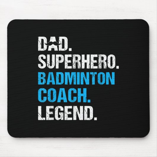 Vader Superheld Badminton Coach Funny Badminton Co Muismat (Voorkant)