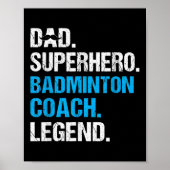 Vader Superheld Badminton Coach Funny Badminton Co Poster (Voorkant)