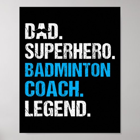 Vader Superheld Badminton Coach Funny Badminton Co Poster (Voorkant)