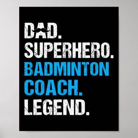 Vader Superheld Badminton Coach Funny Badminton Co Poster (Voorkant)