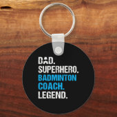 Vader Superheld Badminton Coach Funny Badminton Co Sleutelhanger (Voorkant)
