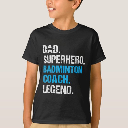 Vader Superheld Badminton Coach Funny Badminton Co T-shirt (Voorkant)