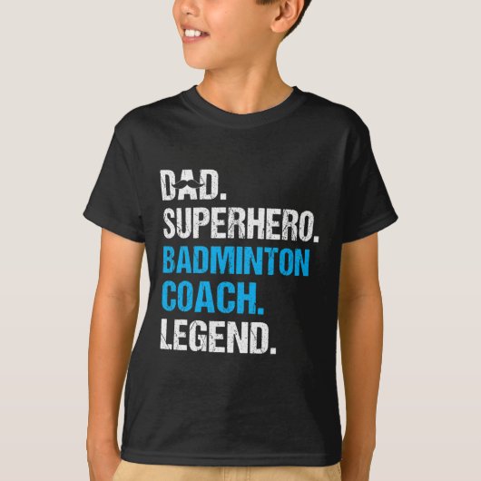 Vader Superheld Badminton Coach Funny Badminton Co T-shirt (Voorkant)