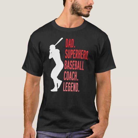 Vader Superheld Baseball Coach Legende Funny Baseb T-shirt (Voorkant)