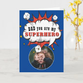 Vader Superheld Cartoon Spreekballon Vaderdag Kaart (Gele Bloem)