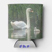 Vader Swan met Baby Koelbox Blikjeskoeler (Voorkant)