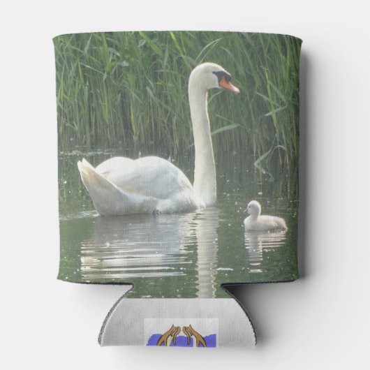 Vader Swan met Baby Koelbox Blikjeskoeler (Achterkant)