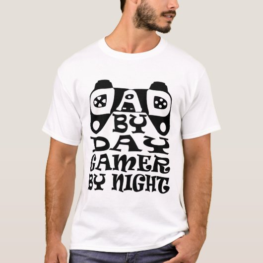 Vader tegen dag Gamer bij nacht T-shirt (Voorkant)