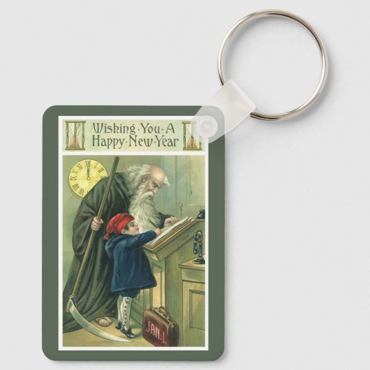 Vader Tijd die u een gelukkig nieuwjaar wil wensen Sleutelhanger (Achterkant)